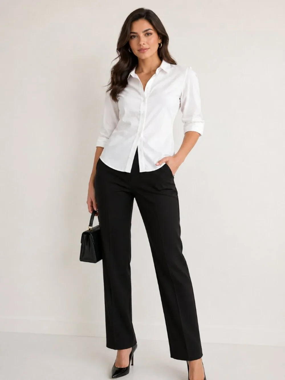 James Perse White Blouse Size 3 Elegant Minimalist 3/4 Sleeve Shirt - Picture 1 of 6